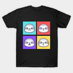 Quirky Squares, Cute Sloths T-Shirt